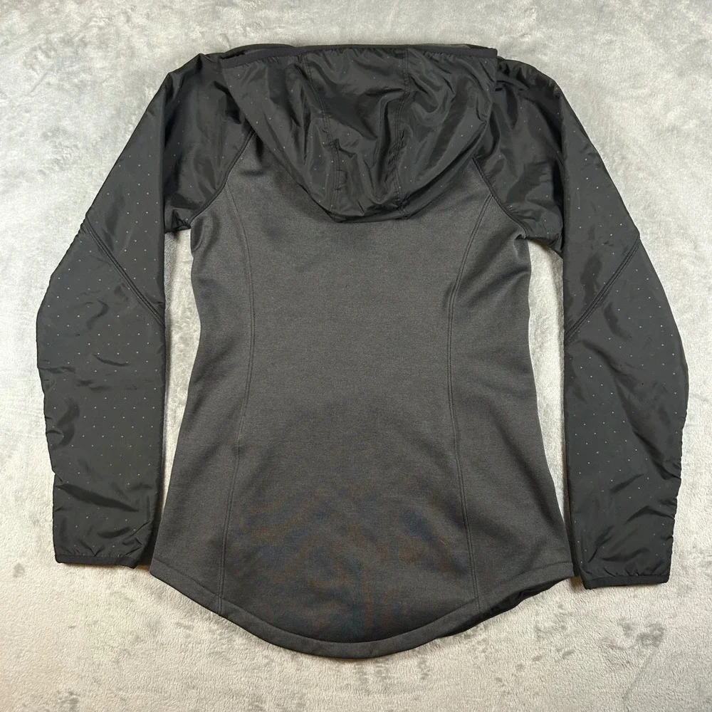 The North Face Womens Gray Black Hybrid Fleece Full Zip Hoodie Jacket Small